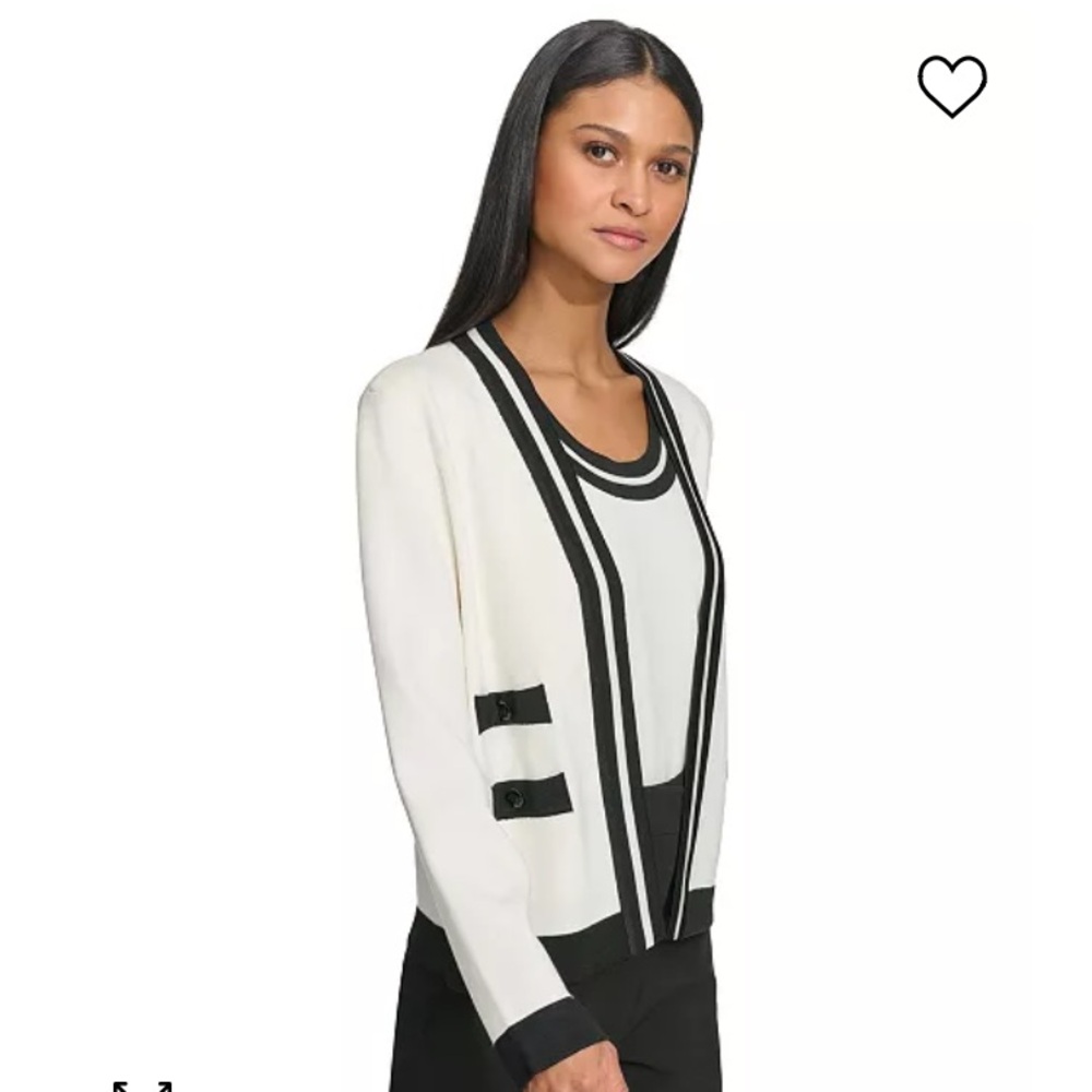Nee😎 KARL LAGERFELD
Women's Open-Front Long-sleeve Knit Cardigan.size:XS